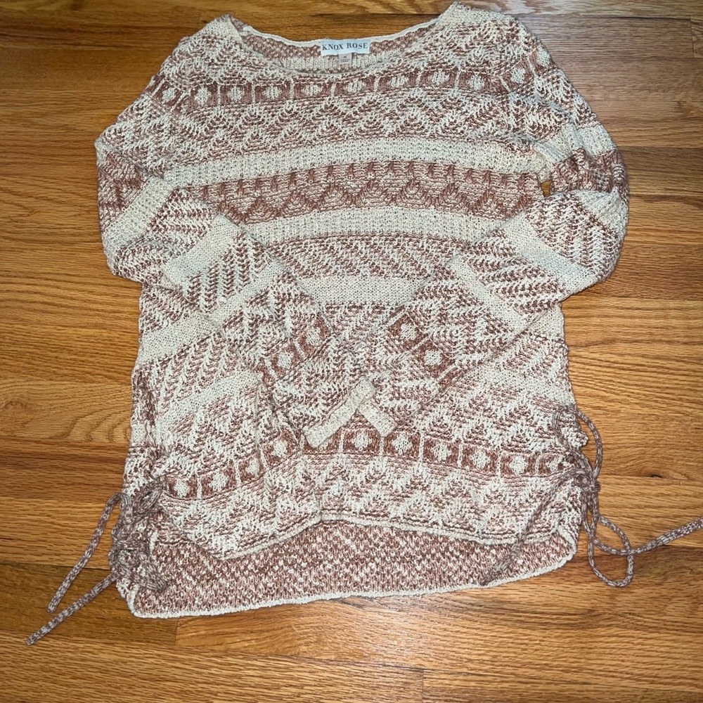 Knox Rose Tan and Cream Sweater
